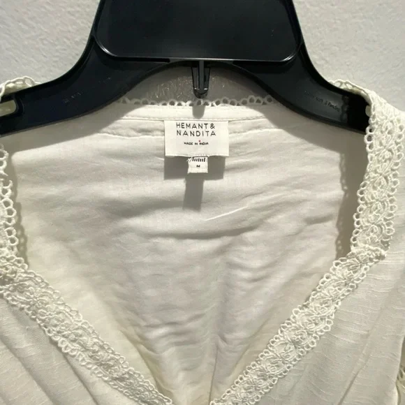 Hemant and Nandita Ruby Eyelet Guae Mini Dress Off White Medium - Picture 10 of 11